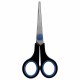 Ножницы BRAUBERG 'Soft Grip', 140 мм, черно-синие, резиновые вставки, 3-сторонняя заточка, 230760