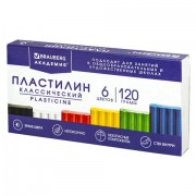 Пластилин классический BRAUBERG 'АКАДЕМИЯ КЛАССИЧЕСКАЯ', 6 цветов, 120 г, СТЕК, ВЫСШЕЕ КАЧЕСТВО, 106440