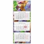 Календарь квартальный с бегунком, 2021 год, 3-х блочный, 3 гребня, 'ЛЮКС', 'Времена года', HATBER, 3Кв3гр2ц_23515