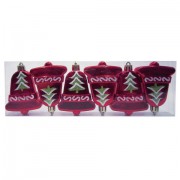 Украшения елочные подвесные 'Колокольчики', НАБОР 6 шт., 8 см, пластик, с рисунком, красные, 59599