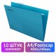 Подвесные папки А4/Foolscap (404х240 мм) до 80 л., КОМПЛЕКТ 10 шт., синие, картон, STAFF, 270933