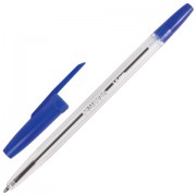 Ручка шариковая BRAUBERG 'Line', СИНЯЯ, корпус прозрачный, узел 1 мм, линия письма 0,5 мм, 141097
