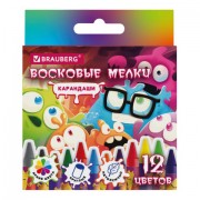Восковые мелки BRAUBERG, кросс-серия 'МОНСТРИКИ', 12 цветов, 273238