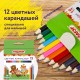 Карандаши цветные ПИФАГОР 'МАЛЫШИ-КАРАНДАШИ', 12 цветов, укороченные, шестигранные, натуральное дерево, 181344