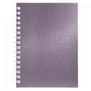 Блокнот МАЛЫЙ ФОРМАТ А6, 80 л., гребень, бумвинил 'METALLIC', клетка, HATBER, коричневый, 086312, 80ЗК6бвВ1гр