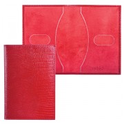 Обложка для паспорта BEFLER 'Ящерица', натуральная кожа, тиснение, красная, О.1-3