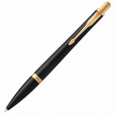 Ручка шариковая PARKER 'Urban Core Muted Black GT', корпус черный матовый лак, позолоченные детали, синяя, 1931576