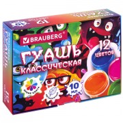 Гуашь BRAUBERG 'МОНСТРИКИ', 12 цветов по 10 мл, 192642