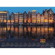 Календарь настенный листовой, 2022г, формат А2 45х60см, Ночной городок, HATBER, Кл2_2, Кл2_25832