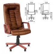 Кресло офисное 'Atlant extra', кожа, дерево, коричневое