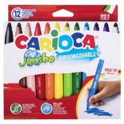 Фломастеры утолщенные CARIOCA 'Jumbo', 12 цветов, суперсмываемые, вентилируемый колпачок, картонная упаковка, 40569