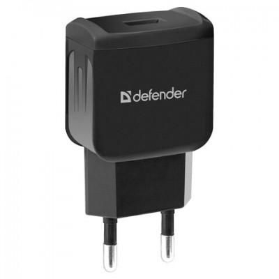 Зарядное устройство сетевое (220 В) DEFENDER EPA-02, 1 порт USB, выходной ток 1 А, черное, 83838