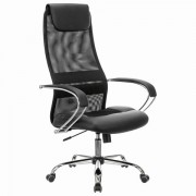 Кресло офисное BRABIX PREMIUM 'Stalker EX-608 CH', хром, ткань-сетка/кожзам, черное, 532091