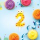 Свеча-цифра для торта '2' 'С глазками', 6 см, ЗОЛОТАЯ СКАЗКА, с держателем, в блистере, 591405