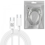 Кабель USB Type-C-Type-C, 30 Вт, белый, 2 м, DEFENDER F182, 87537