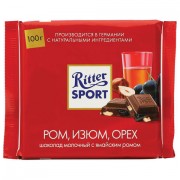 Шоколад RITTER SPORT 'Ром, изюм, орех', молочный, 100 г, Германия, RU126