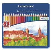 Карандаши цветные STAEDTLER (Германия) 'Noris club', 24 цвета, заточенные, металлический пенал, 145 CM24