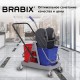 Тележка уборочная BRABIX, 2 съемных ведра 17 л, механический отжим, пластиковый каркас, 606660