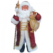 Дед Мороз декоративный, пластик/ткань, высота 41 см, в бордовой шубе, 75901