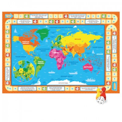 Настольная обучающая игра 'Мегафлагомания', карта мира, 200 карточек, ГЕОДОМ, 58427