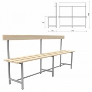 Скамья со спинкой деревянная на металлокаркасе 'СТ 6', 2000х350х860 мм, регулируемые опоры, каркас металлический серый, сиденье дерево