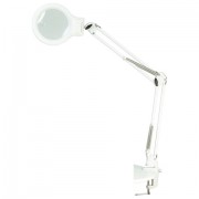 Настольная лампа светильник Леда С20 ПРО на струбцине, СВЕТОДИОДНАЯ, 8 Вт, ЛУПА (4,5/9 раз), белый