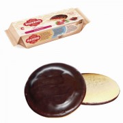 Печенье ЯШКИНО 'Клубника', сдобное, с бисквитом, джемом и шоколадной глазурью, 137 г, ЯП208