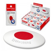 Ластик BRAUBERG 'Oval PRO', 40х26х8 мм, овальный, красный пластиковый держатель, 229560