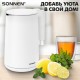 Чайник электрический с двойными стенками SONNEN KT-8719W, 1,5 л, 2200 Вт, белый, 454691