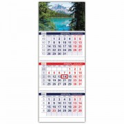 Календарь квартальный с бегунком, 2021 год, 3-х блочный, 3 гребня, 'ОФИС', 'Горное озеро', HATBER, 3Кв3гр3_23500