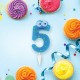 Свеча-цифра для торта '5' 'С глазками', 6 см, ЗОЛОТАЯ СКАЗКА, с держателем, в блистере, 591408