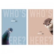 Тетрадь А4, 96 л., HATBER, спираль, клетка, матовая ламинация, 'Кто здесь?' (микс в спайке), 093592, 96Т4лВ1сп