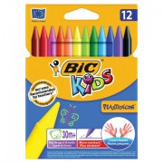 Мелки пластиковые BIC 'Plastidecor', 12 цветов, ультрапрочные, круглые, картонная упаковка, подвес, 945764