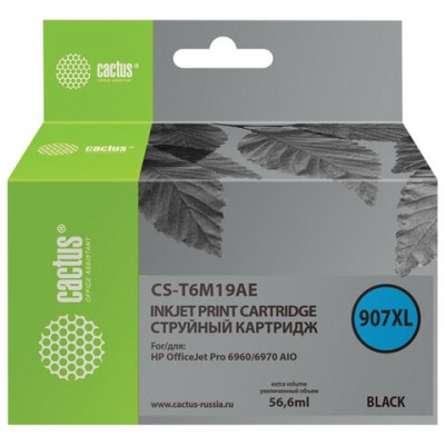 Картридж струйный CACTUS (CS-T6M19AE) для HP OfficeJet Pro 6950/6960/6970, черный, ресурс 1500 страниц