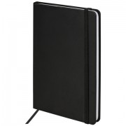 Блокнот А5 138x213 мм, BRAUBERG 'Basic', под кожу, 80 л., клетка, черный, 116227