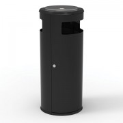 Урна уличная с пепельницей, кольцом для мешка, створка с замком, 955х455х455 мм, 70 литров, черная, 'Метрополь-2'