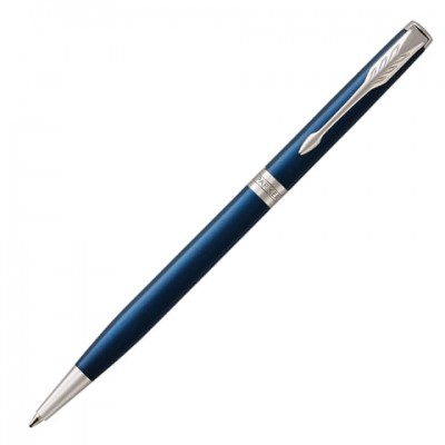 Ручка шариковая PARKER 'Sonnet Core Subtle Blue Lacquer CT Slim', тонкая, корпус синий глянцевый лак, палладиевые детали, черная, 1945365