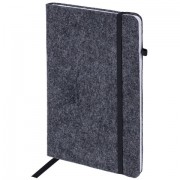 Блокнот А5 138x213 мм BRAUBERG 'Voylok', войлок, резинка, держатель, 80 л., клетка, черный, 117134