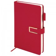 Ежедневник недатированный, А5, 143х210 мм, BRAUBERG 'Dainty', под кожу, магнитная застежка, 160 л., красный, 117142