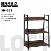 Стеллаж на металлокаркасе BRABIX 'LOFT SH-002', 600х350х845 мм, цвет морёный дуб, 641231