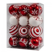 Шары ёлочные, НАБОР 24 штуки, 6 см, 'Red&White Winter', пластик, белый/красный, ЗОЛОТАЯ СКАЗКА, 592897