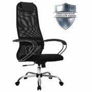 Кресло офисное МЕТТА 'SU-B-8' хром, ткань-сетка, сиденье мягкое, черное