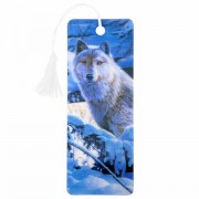 Закладка для книг с линейкой 3D-ОБЪЕМНАЯ BRAUBERG, 'Белый волк', с декоративным шнурком, 125752