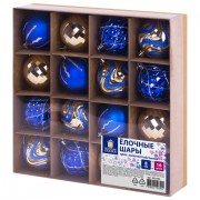 Шары елочные 16 шт., 8 см, 'Blue&Gold', пластик, золото/синий, ЗОЛОТАЯ СКАЗКА, 592454