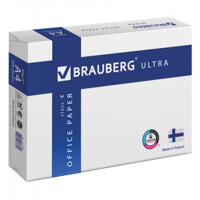 Бумага офисная BRAUBERG ULTRA FINLAND, А4, 80 г/м2, 500 л., марка C, ФИНЛЯНДИЯ, белизна 150% CIE, 111788