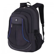 Рюкзак BRAUBERG универсальный, 3 отделения, черный, синие детали, 46х31х18см, хххххх, 271652