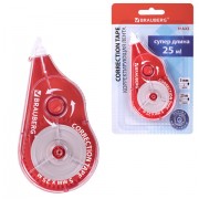 Корректирующая лента BRAUBERG MAXI PLUS, 5 мм х 25 м, механизм перемотки, корпус красный, блистер, 272501
