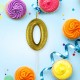 Свеча-цифра для торта '0' золотая с глиттером, 6 см, ЗОЛОТАЯ СКАЗКА, на шпажке, в блистере, 591413