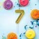 Свеча-цифра для торта '7' золотая с глиттером, 6 см, ЗОЛОТАЯ СКАЗКА, на шпажке, в блистере, 591420