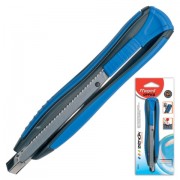 Нож канцелярский 9 мм MAPED (Франция) 'Zenoa', автофиксатор, цвет корпуса синий, блистер, 086010